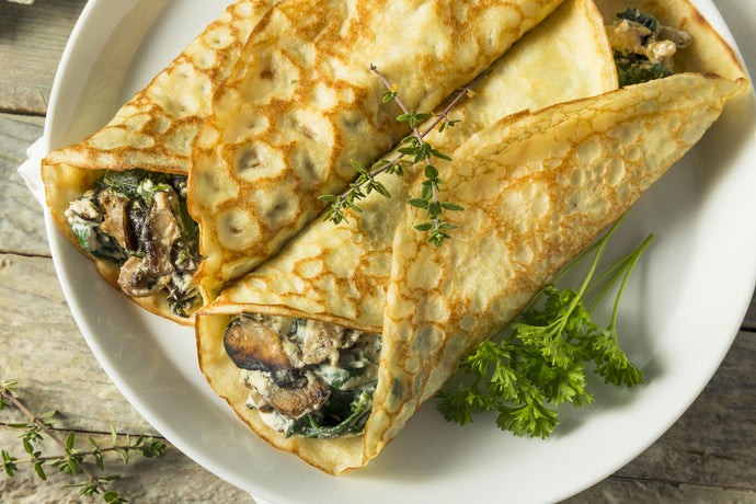 Mushroom and Spinach Crepes