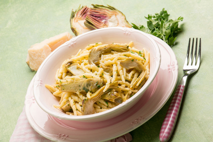 Trofie Pasta with Artichokes in a Garlic and Olive Oil Sauce